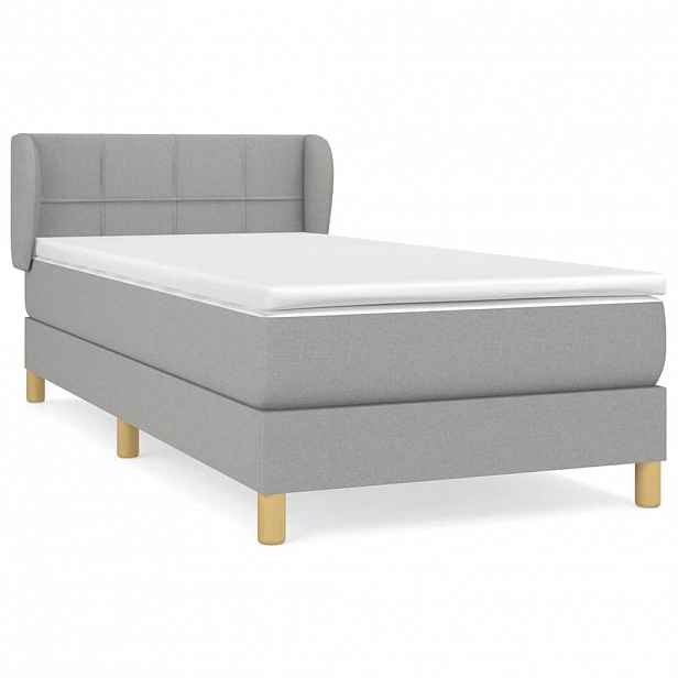 vidaXL Box spring postel s matrací světle šedý 100 x 200 cm textil