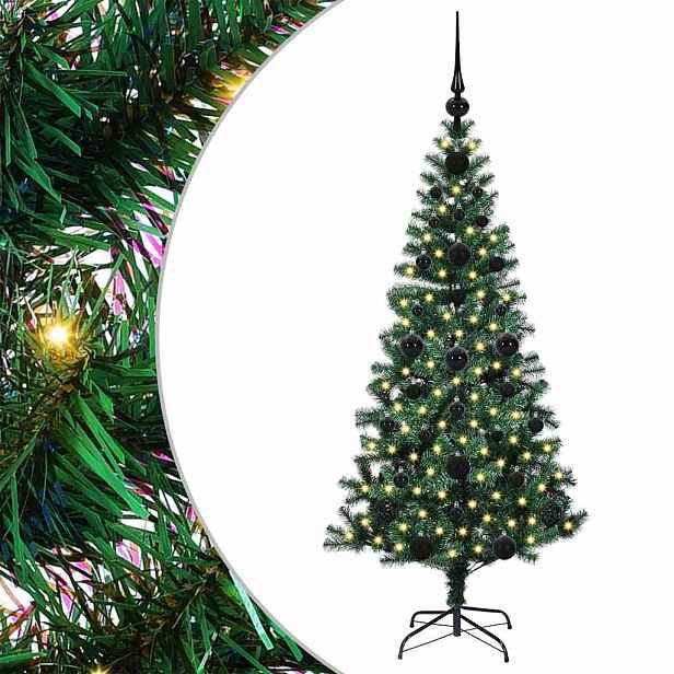 vidaXL Umělý osvětlený vánoční stromeček Zelená 120 cm PVC a kov