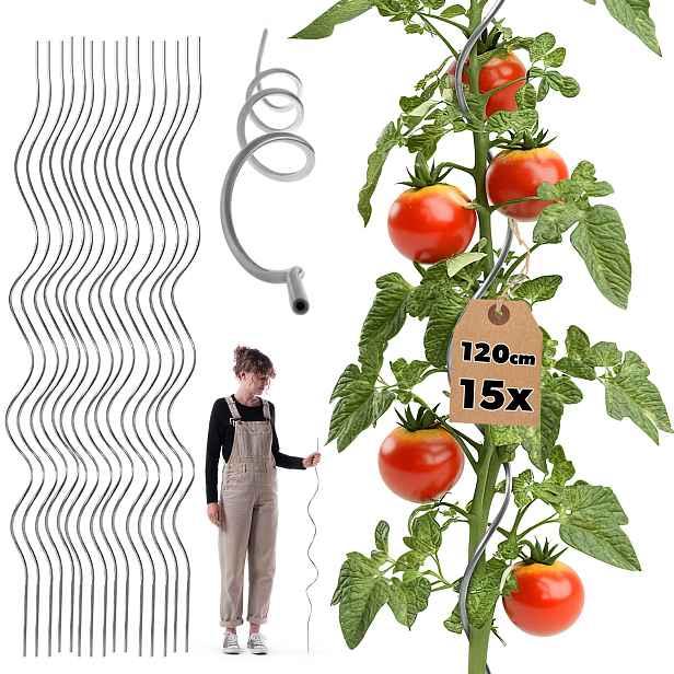 TEMU KADAX Spirálový tyčinka pro rajčata, a okurky, podpěra 120 cm, 15 ks.