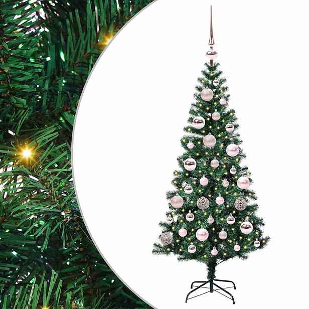 vidaXL Umělý osvětlený vánoční stromeček Zelená 120 cm PVC a kov