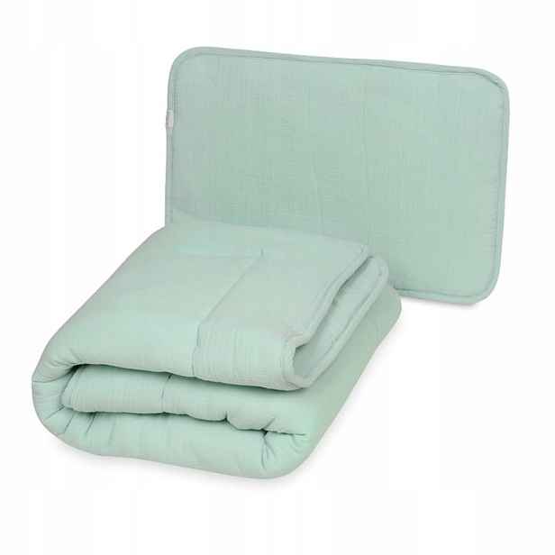 Kojenecká přikrývka 100x135 Polštář 40x60 Muslin Máta