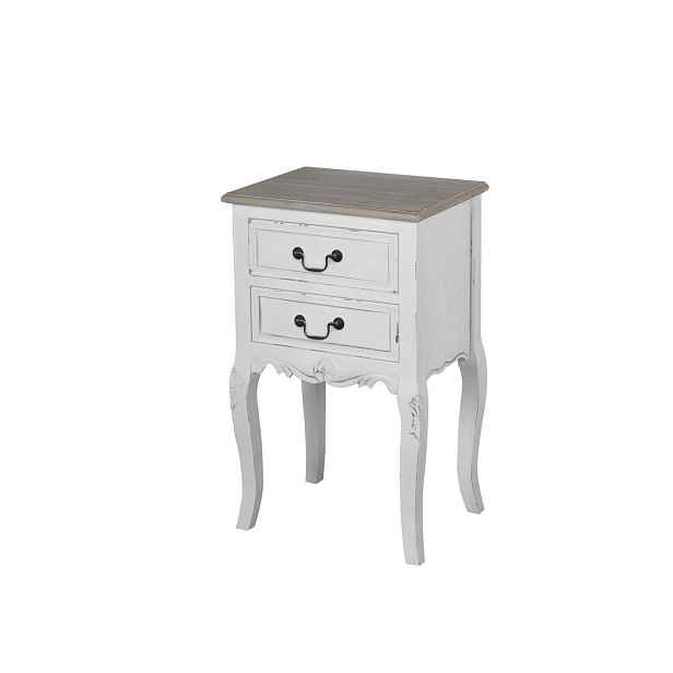 LivinHill Noční stolek Rimini 41 cm z masivu bílý/tmavě hnědý