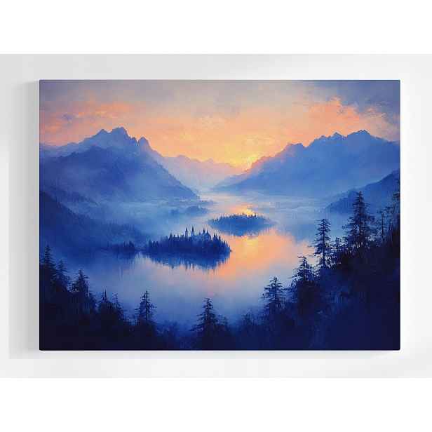 Plakát Krajina Vysoké Hory Les Jezero Ostrov Zámek 100x75