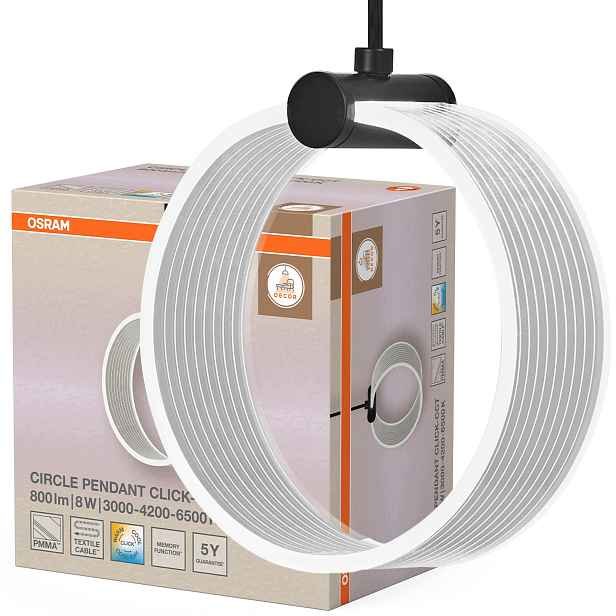 Závěsná stropní Led lampa 8W 370lm 3000-6500K Cct Černá Decor Osram