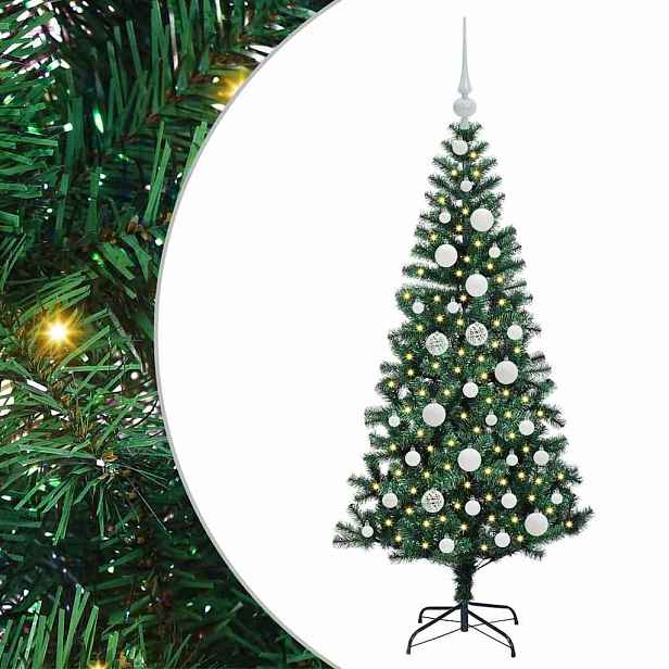 vidaXL Umělý osvětlený vánoční stromeček Zelená 120 cm PVC a kov