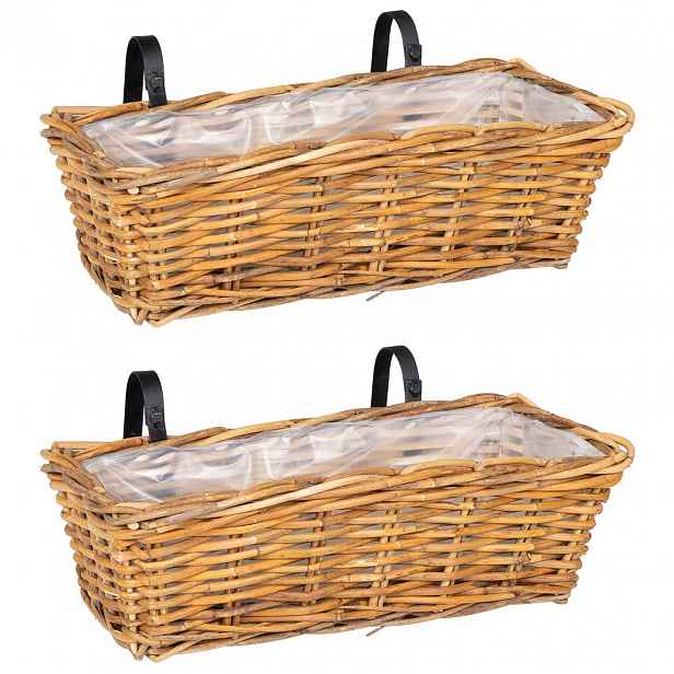 vidaXL Závěsný květinový koš GENDT 2 ks Přírodní hnědá 48 x 22 x 15 cm