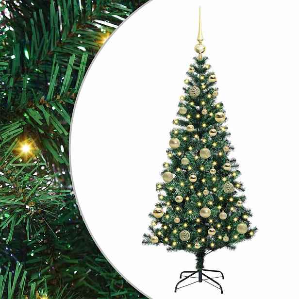 vidaXL Umělý osvětlený vánoční stromeček Zelená 120 cm PVC a kov