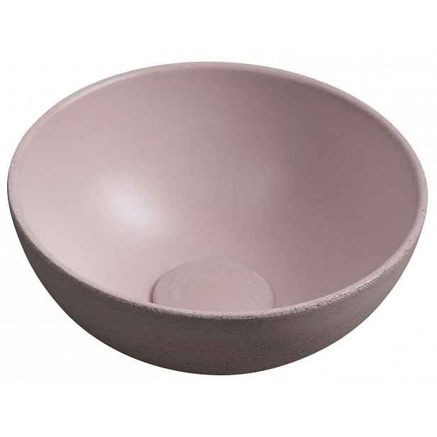 Sapho Small - Umývátko na desku Minor, průměr 26 cm, bez přepadu, bez otvoru pro baterii, matná růžová MR26021