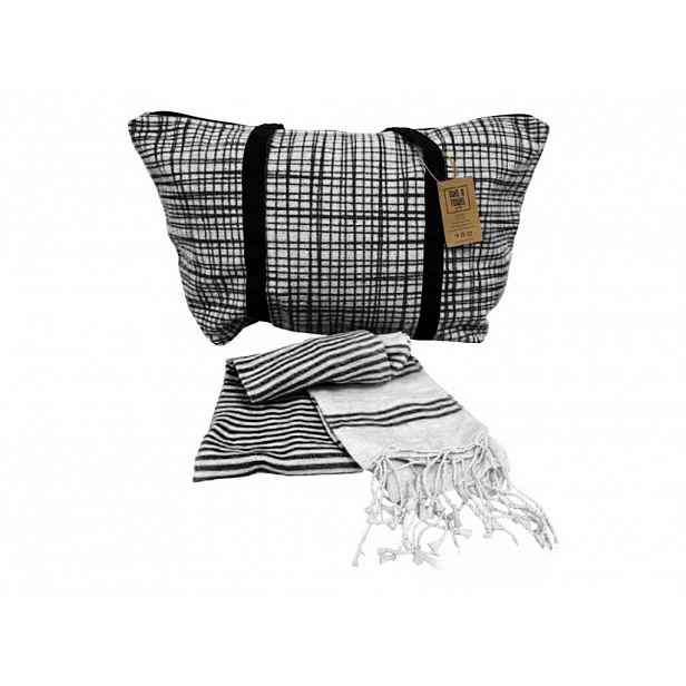 Stylový set plážové tašky + osušky HAMAM 75x150 cm, šedá