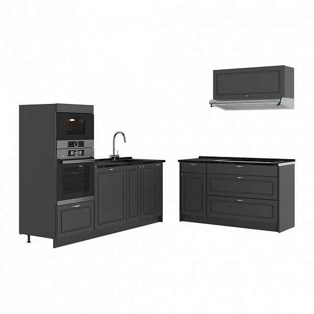 Vicco KUCHYNĚ Fame-Line, Anthrazit-Gold Landhaus/Antracit, 340 cm, PD Antracit