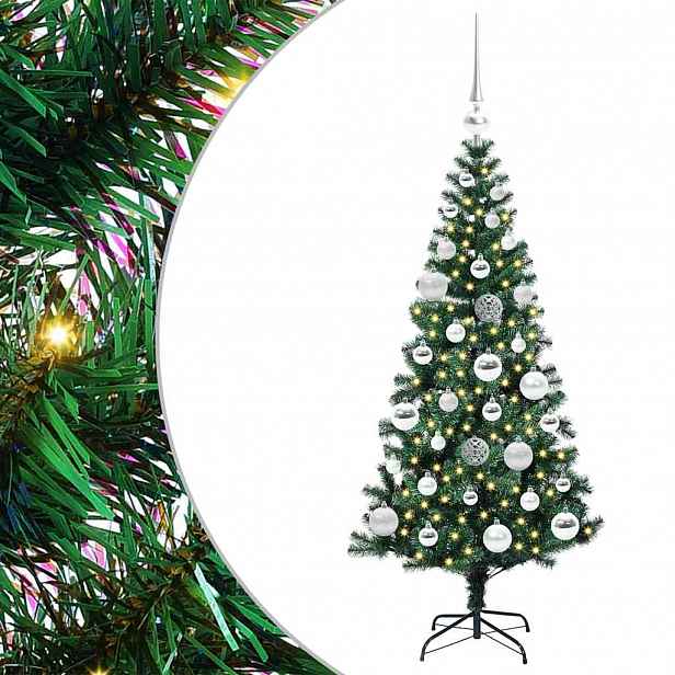 vidaXL Umělý osvětlený vánoční stromeček Zelená 120 cm PVC a kov