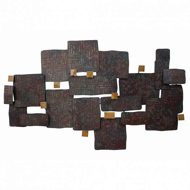 KUNSTLOFT KOVOVÁ NÁSTĚNNÁ DEKORACE HNĚDÁ, 103,5/62 CM