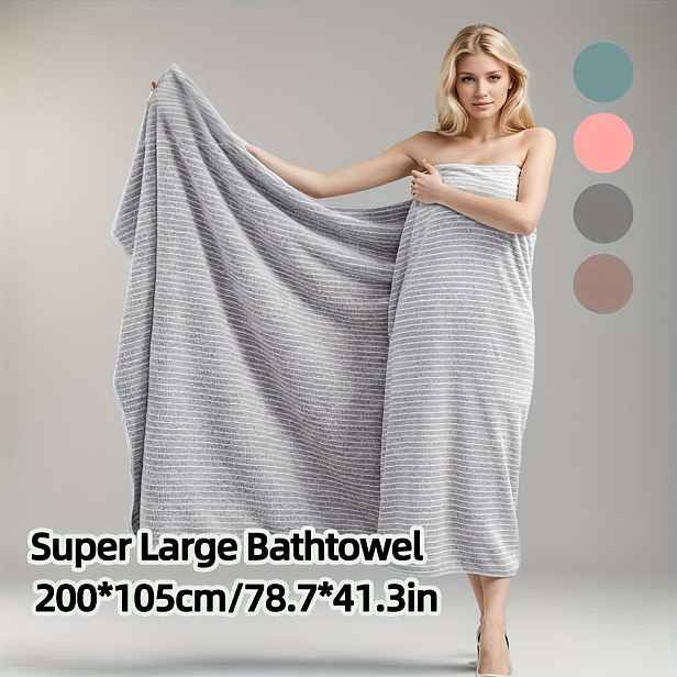 TEMU 1 ks Extra velký luxusní osuška do koupele 200 x 105 cm, moderní pruhovaný design, super savá a měkká, rychleschnoucí, univerzální použití pro