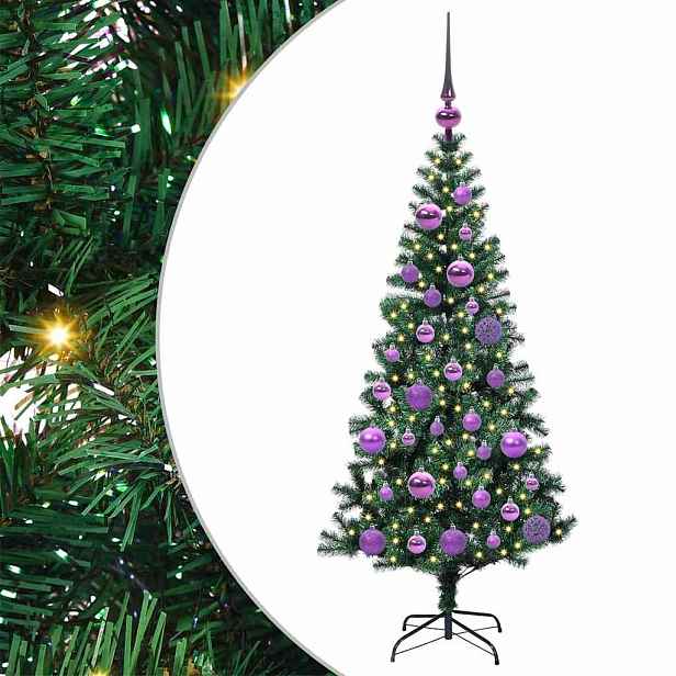 vidaXL Umělý osvětlený vánoční stromeček Zelená 120 cm PVC a kov