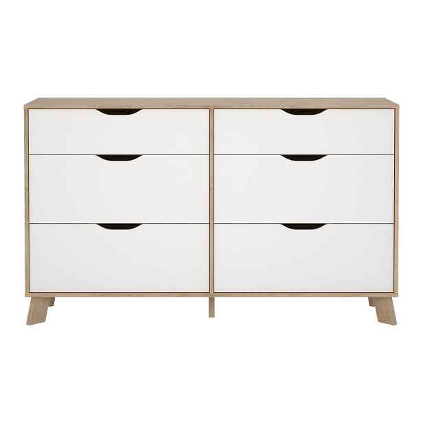 Bílá/v přírodní barvě komoda v dekoru dubu 156x92x40 cm Ikast – Tvilum