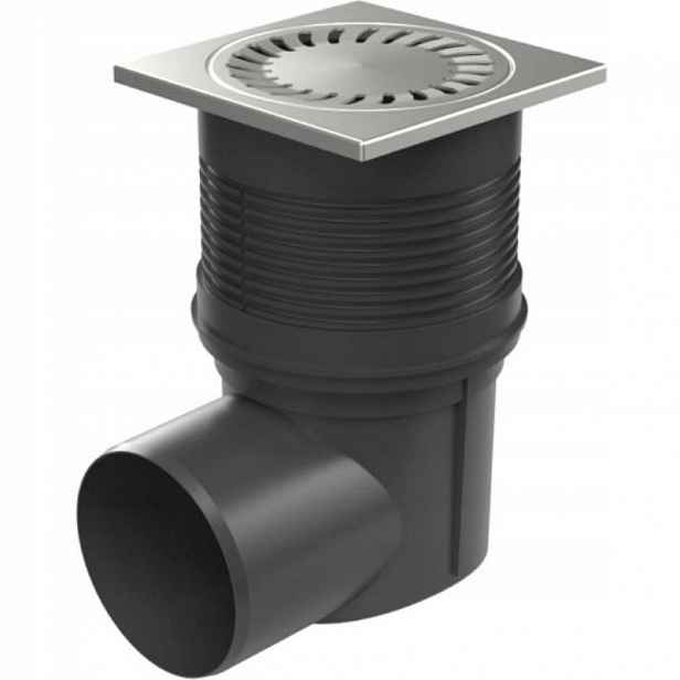 Vpusť kanalizační boční D 110 mm, suchá klapka, nerez mřížka, černá, Enpro