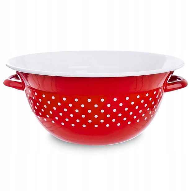 Kuchyňská miska smaltovaná červená s hrachem Tecka 26 cm, 2,5 l