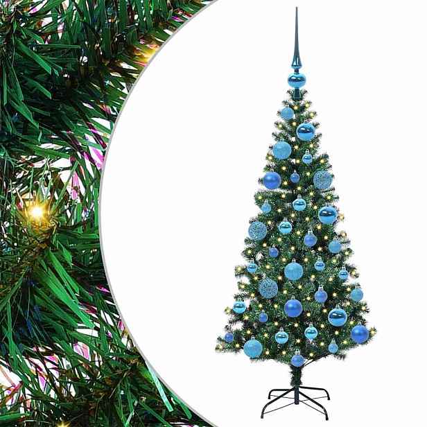 vidaXL Umělý osvětlený vánoční stromeček Zelená 120 cm PVC a kov
