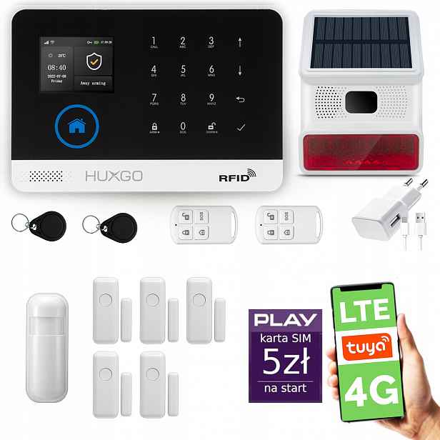 Bezdrátový alarm WiFi Gsm 4G, Tuya, sada alarmu Huxgo HXA003 D5BS