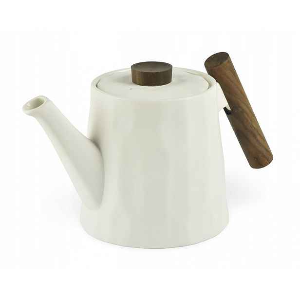 Porcelánová konvice Blanca, bílá, dřevěná úchytka, 1200 ml