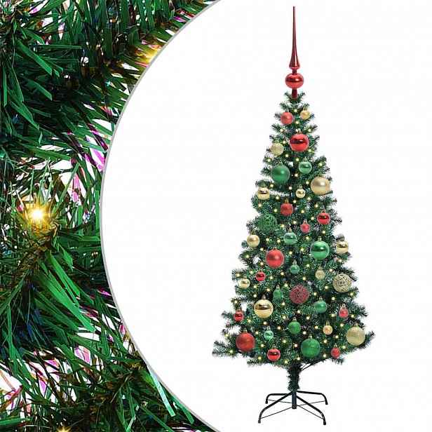 vidaXL Umělý osvětlený vánoční stromeček Zelená 120 cm PVC a kov