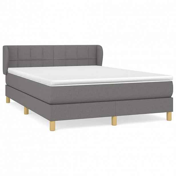 vidaXL Box spring postel s matrací tmavě šedý 140 x 190 cm textil