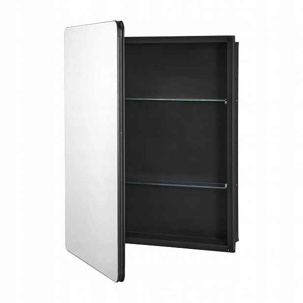 Černá koupelnová skříňka premium zrcadlo 610 x 126 x 762 mm, nastavitelné police