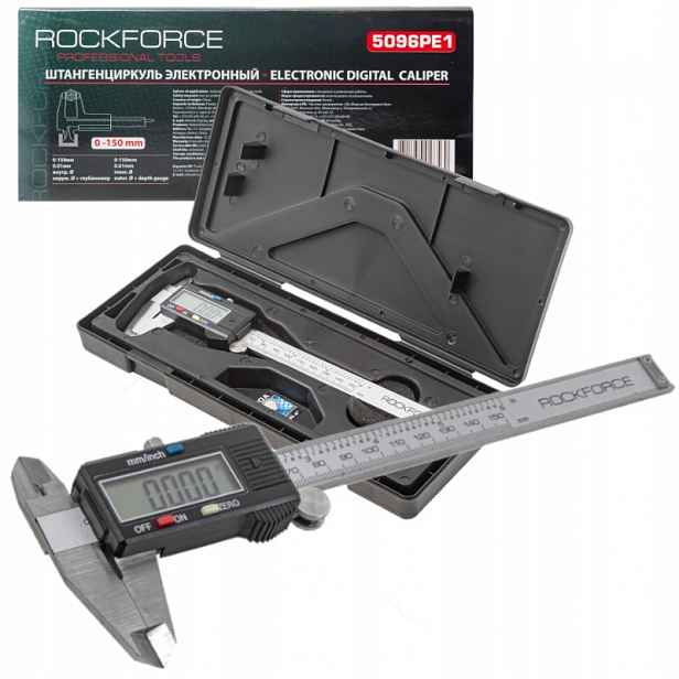 Elektronické kovové digitální posuvné měřítko LCD 150 mm Rockforce
