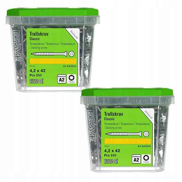 Essve Classic Terasový šroub na dřevo nerezový A2 4,2x42mm 250 Ks x2