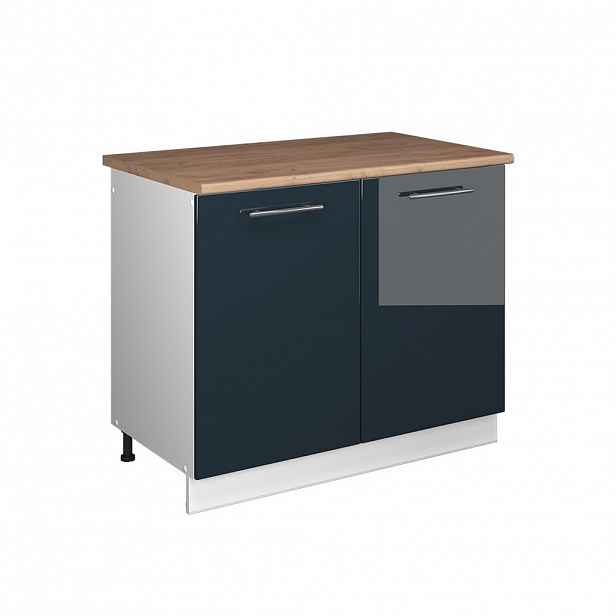 Vicco SKŘÍŇKA POD DŘEZ Fame-Line, Tmavě modrá s vysokým leskem/Bílá, 100 cm, PD Dub
