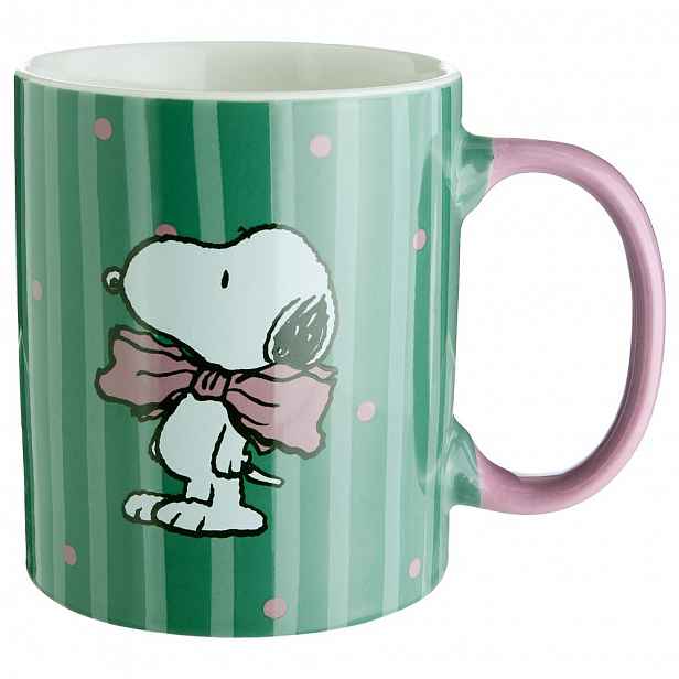 Butlers PEANUTS Hrnek Snoopy s mašlí 380 ml - zelená/růžová