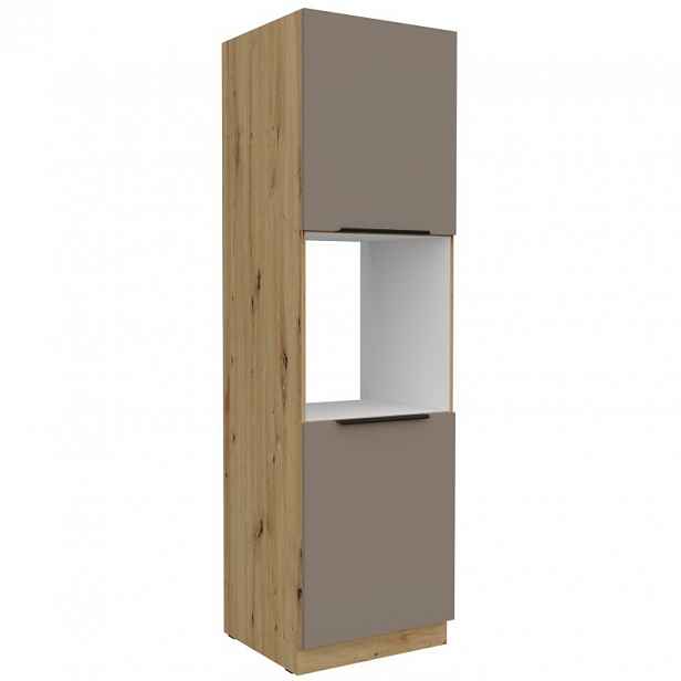 Kuchyňská skříň na vestavnou troubu LUNARA - šířka 60 cm, tmavě béžová / dub artisan
