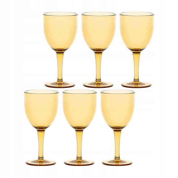 Rose&tulipani Fiaba Sada 6 akrylových sklenic na víno 400 ml, jantarová barva