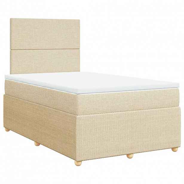vidaXL Box spring postel s matrací krémová 120x190 cm textil