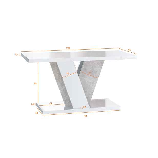 Home Collective KONFERENČNÍ STOLEK 110 cm bílý lesklý