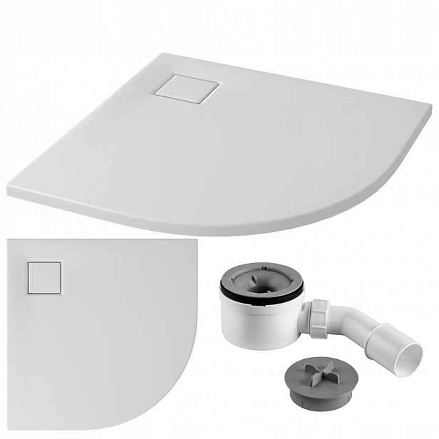 Sprchová vanička půlkruhová podlahová bílá mat Tako Slim 90x90x4 Cersanit sifon