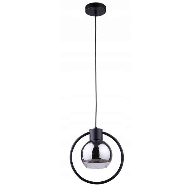 Závěsná lampa moderní černá dekorativní skleněná stříbrná koule Sigma