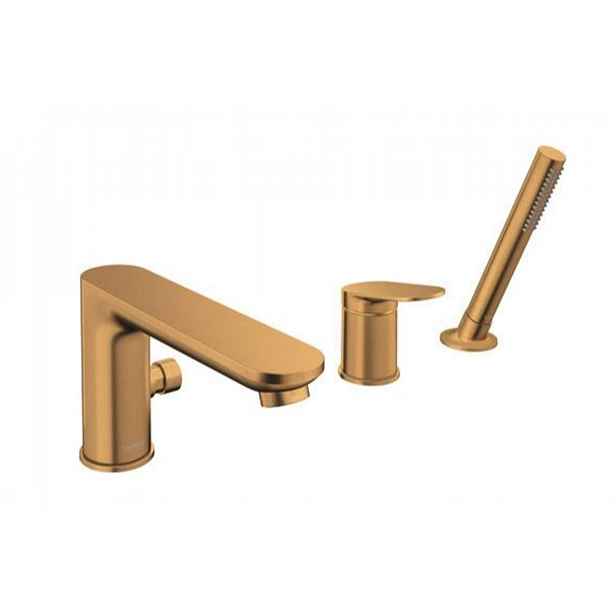 Duravit Wave - Baterie na okraj vany, 3-otvorová instalace, kartáčovaný bronz WA5260000004