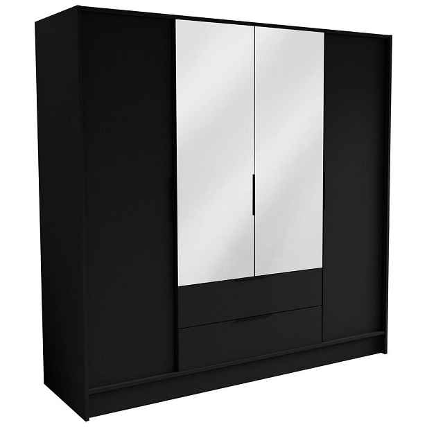 MASSENO ŠATNÍ SKŘÍŇ S OTOČNÝMI DVEŘMI CAVA, 200/200/51 cm moderní 3dveřová se zrcadlem, černá