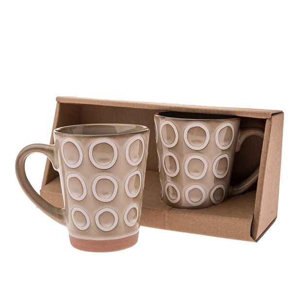 Světle hnědé keramické hrnky v sadě 2 ks 380 ml Rings – Dakls