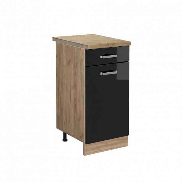 Vicco SPODNÍ SKŘÍŇKA KUCHYŇSKÉ LINKY R-Line Černý vysoký lesk 40 cm , PD Dub