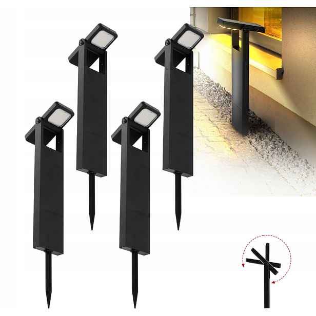 4 x Stojací zahradní sloupková lampa 70 cm venkovní 3500K Led teplá bílá