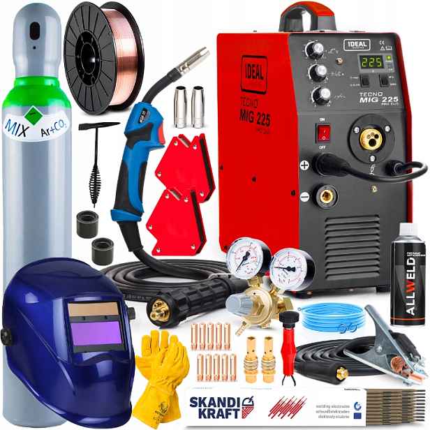 Svařovací Stroj Migomat Ideal Tecno Mig 225 Pro Mag Mma Tig Alu 230V 225A Sada