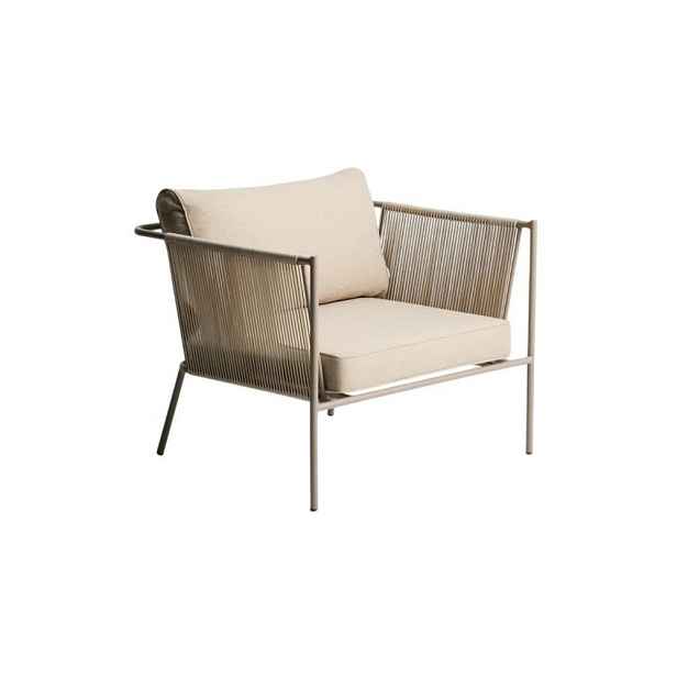 Krémové/taupe kovové/polstrované zahradní křeslo Zivia – Kave Home