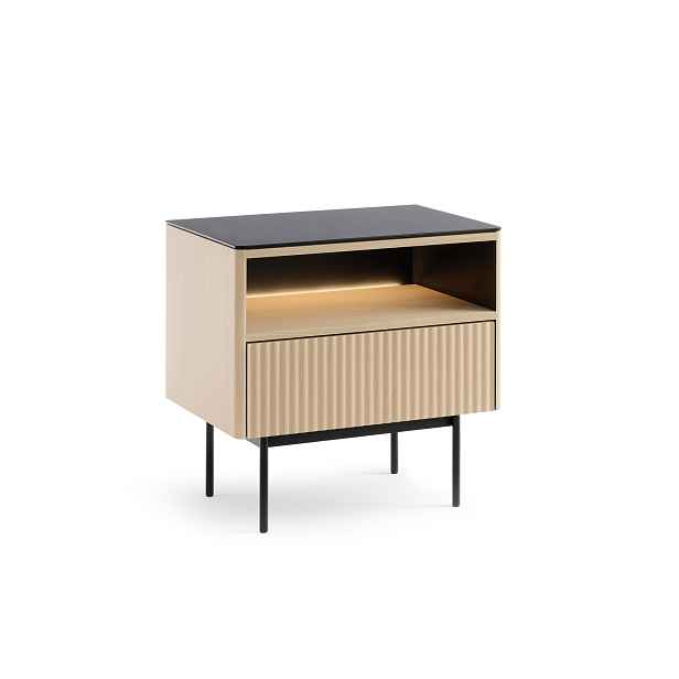 Piaski Noční stolek s LED osvětlením Orta 57,2 cm černý/dub Vicenza