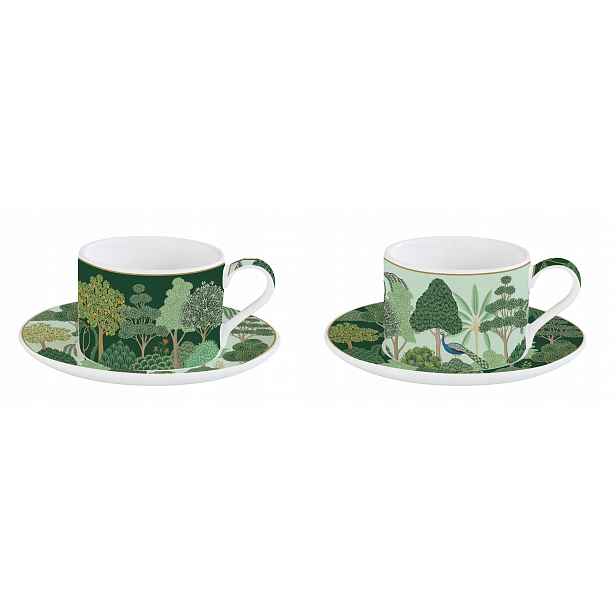 porcelánový kpl šálky 240 ml motiv lesa 2+2 Sada zelených stromů