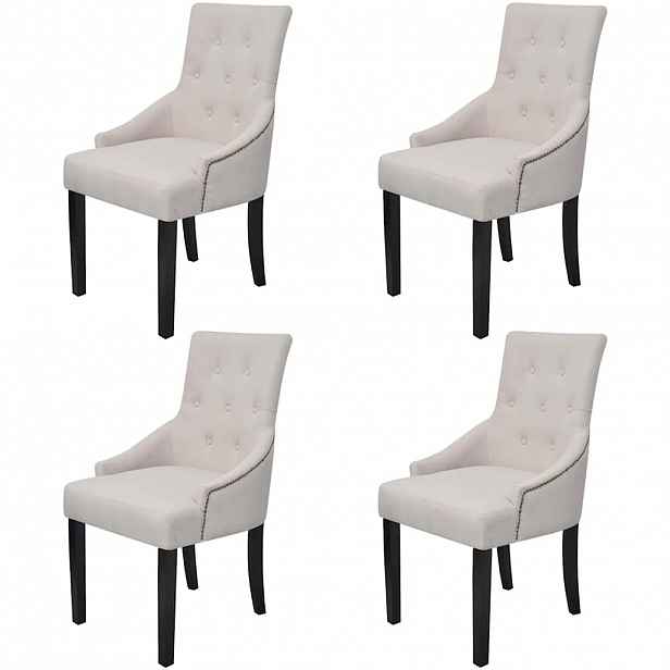 vidaXL Jídelní židle 4 ks krémově šedé textil