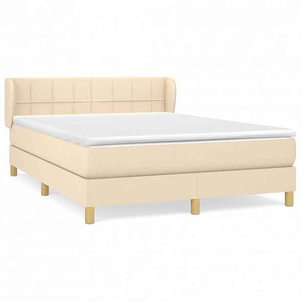 vidaXL Box spring postel s matrací krémová 140x190 cm textil