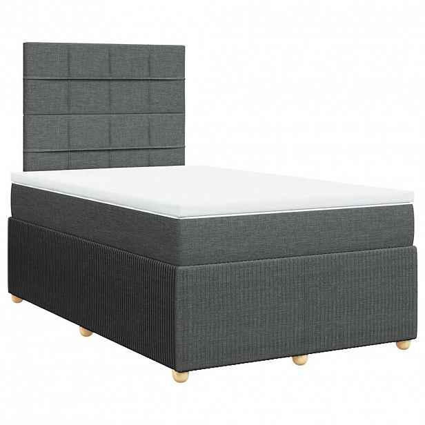 vidaXL Box spring postel s matrací tmavě šedá 120x190 cm textil