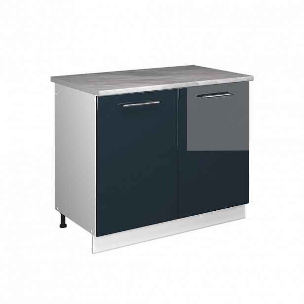 Vicco SKŘÍŇKA POD DŘEZ Fame-Line, Tmavě modrá s vysokým leskem/Bílá, 100 cm, PD Mramor